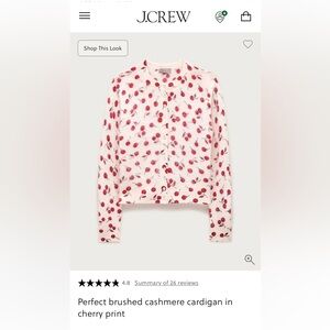 In search of J. Crew Cream Cardigan with Red Cherry Print